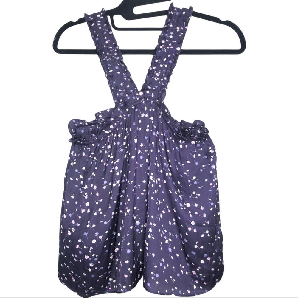 Express Womens Top Size M Blue Navy Sleeveless Halter Pullover Satin Blouse